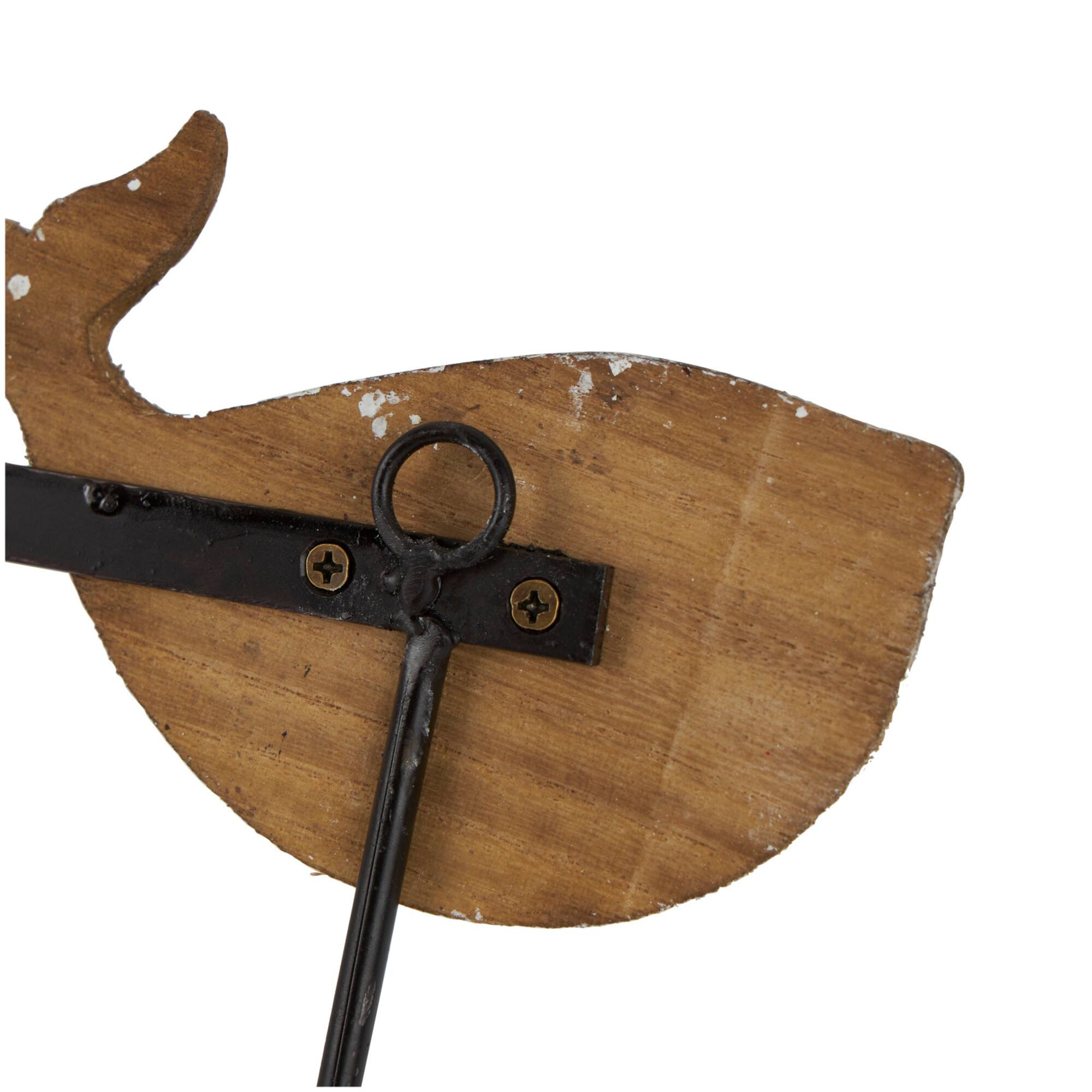 Handmade Whale Wall Hook with Black Metal & Wood Ball Accents